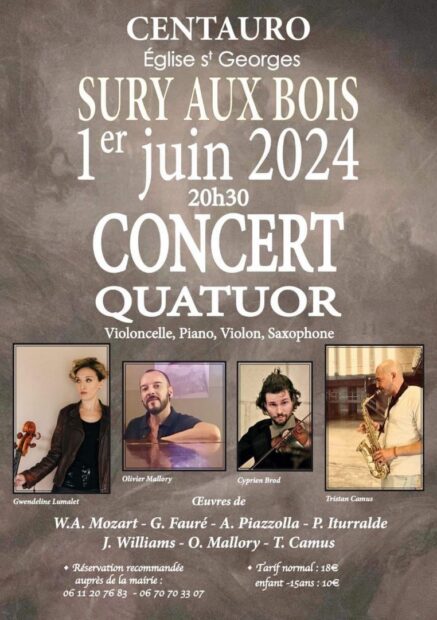 Affiche concert Sury-aux-Bois du 1er juin 2024.